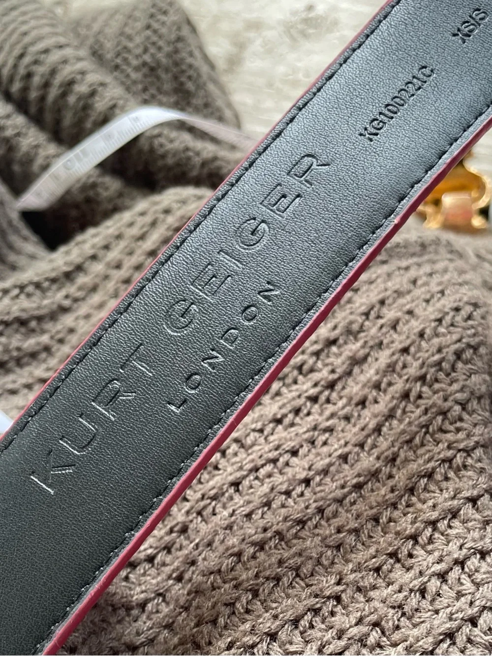 Kurt Geiger London Fuchsia Croc-Embossed Velvet Belt with Padlock Charm